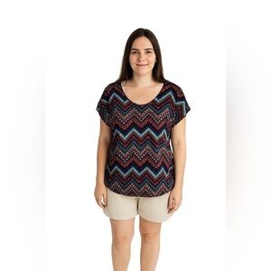 Blouse Pink and Blue Short Sleeve Size Small